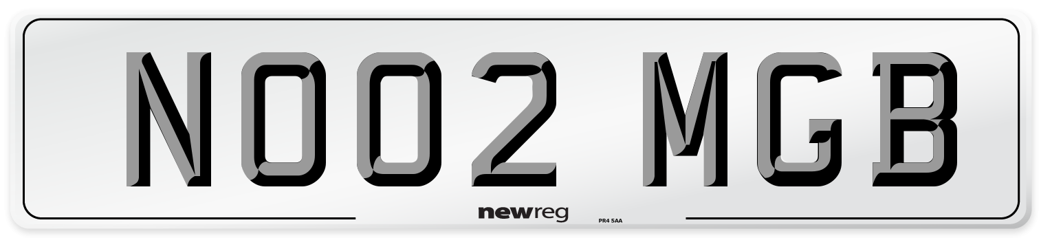 NO02 MGB Number Plate from New Reg